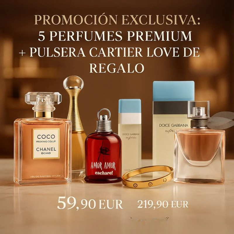PROMOCIÓN EXCLUSIVA: 5 FRAGANCIAS PREMIUM + PULSERA CARTIER LOVE DE REGALO! - PRÉ BLACK FRIDAY