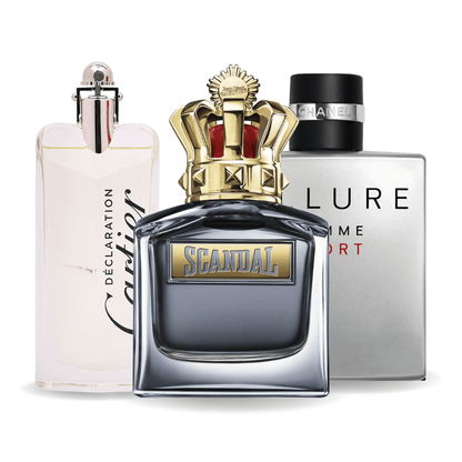 SET: ALLURE HOMME SPORTS, JEAN PAUL GAULTIER SCANDAL, CARTIER DECLARATION